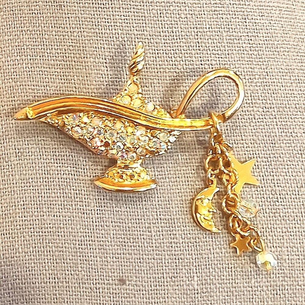 Kirks Folly Genie Aladdin Sun Moon Brooch